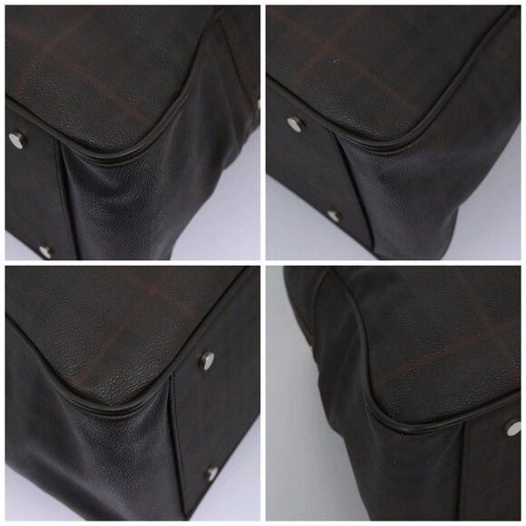 BURBERRY Nova Check Boston Bag PVC Leather Brown Silver Auth ep8729 - Picture 15 of 16